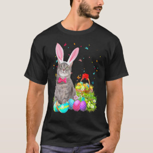 Happy Easter Cute Bunny Cat Eggs Basket Men Women  T-Shirt