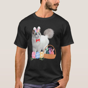 Happy Easter Cute Bunny Cat Eggs Basket Men Women  T-Shirt