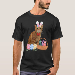 Happy Easter Cute Bunny Cat Eggs Basket Men Women T-Shirt