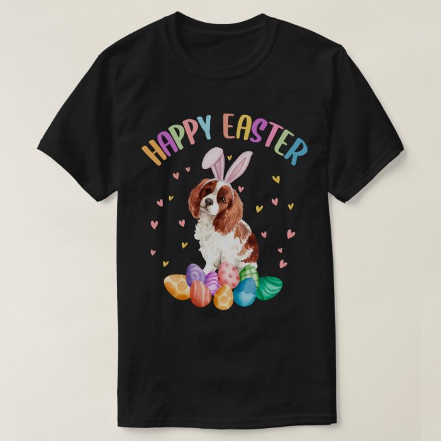 Happy Easter Cute Bunny Cavalier King Charles T-Shirt (Design Front)