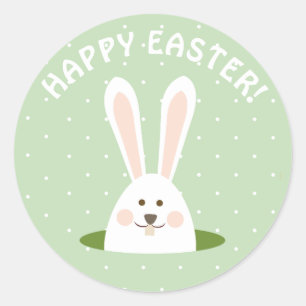 Happy Easter Cute Bunny Classic Round Sticker