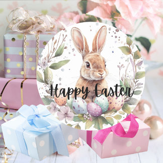 Happy Easter Cute Bunny  Classic Round Sticker