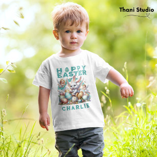Happy Easter Cute Bunny Customizable Name Family Baby T-Shirt