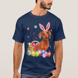 Happy Easter Cute Bunny Dachshund Wearing Bunny Ea T-Shirt