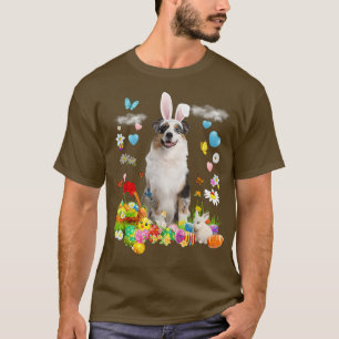 Happy Easter Cute Bunny Dog Australian Shepherd Eg T-Shirt