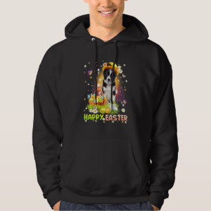 Happy Easter Cute Bunny Dog Border Collie Eggs Bas Hoodie