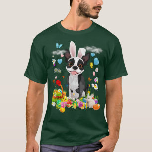 Happy Easter Cute Bunny Dog Boston Terrier Eggs Ba T-Shirt