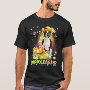 Happy Easter Cute Bunny Dog Boston Terrier Eggs Ba T-Shirt