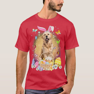 Happy Easter Cute Bunny Dog Golden Retriever Eggs  T-Shirt