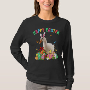 Happy Easter Cute Bunny Duck With Easter Eggs Bask T-Shirt