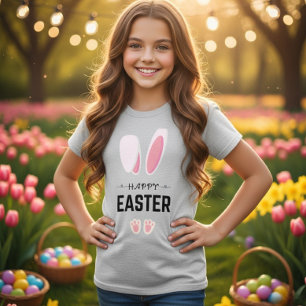 Happy Easter Cute Bunny Ears Girls T-Shirt