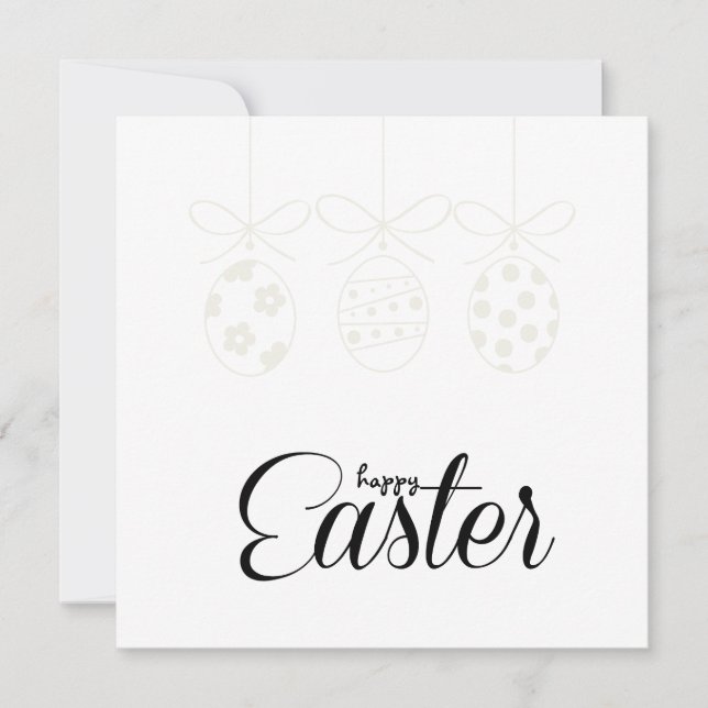 Happy Easter Cute Bunny Easter Eggs Hunt Minimal Holiday Card (Front)