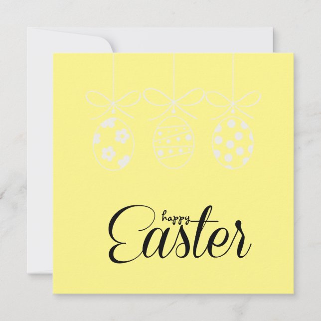 Happy Easter Cute Bunny Easter Eggs Hunt Minimal Holiday Card (Front)