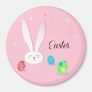 Happy Easter Cute Bunny Easter Eggs Hunt Party Magnet