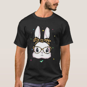 Happy Easter Cute Bunny Face Leopard Headband Glas T-Shirt