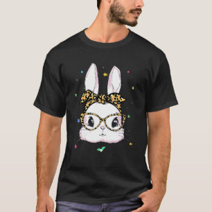 Happy Easter Cute Bunny Face Leopard Headband Glas T-Shirt