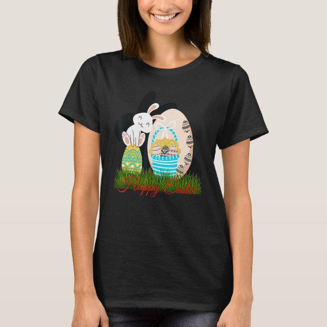 Happy Easter Cute Bunny Golden Retriever Wearing B T-Shirt (Front)