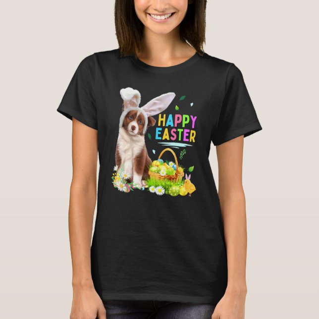 Happy Easter Cute Bunny Golden Retriever Wearing B T-Shirt (Front)