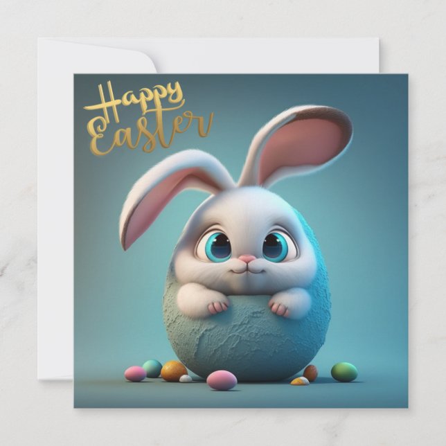 Happy Easter cute bunny Holiday Card (Front)