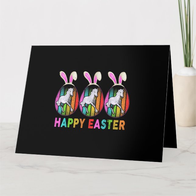 Happy Easter Cute Bunny Horse Farmer Lover Card (Front)