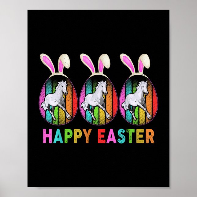 Happy Easter Cute Bunny Horse Farmer Lover Poster (Front)