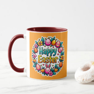 Happy Easter – Cute Bunny Lettering caneca Mug