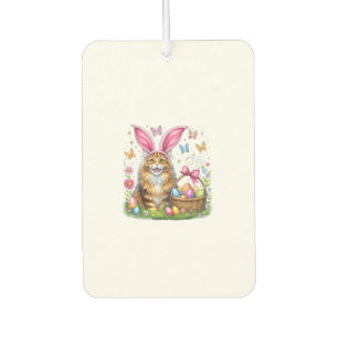 Happy Easter Cute Bunny Maine Coon Cat Easter Eggs Car Air Freshener