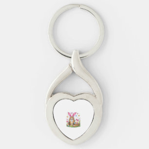 Happy Easter Cute Bunny Maine Coon Cat Easter Eggs Key Ring