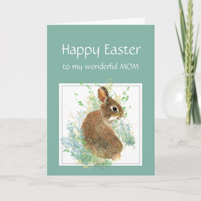 Happy Easter Cute Bunny Mum Mother Holiday Card (Front)