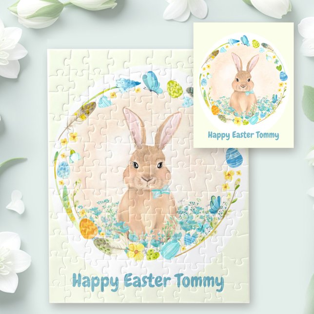Happy Easter Cute Bunny personalised Jigsaw Puzzle (Happy Easter Cute Bunny personalized Jigsaw Puzzle)