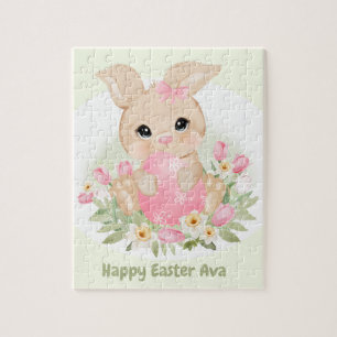 Happy Easter Cute Bunny personalized Jigsaw Puzzle