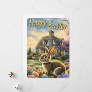 Happy Easter Cute Bunny Rabbit Card