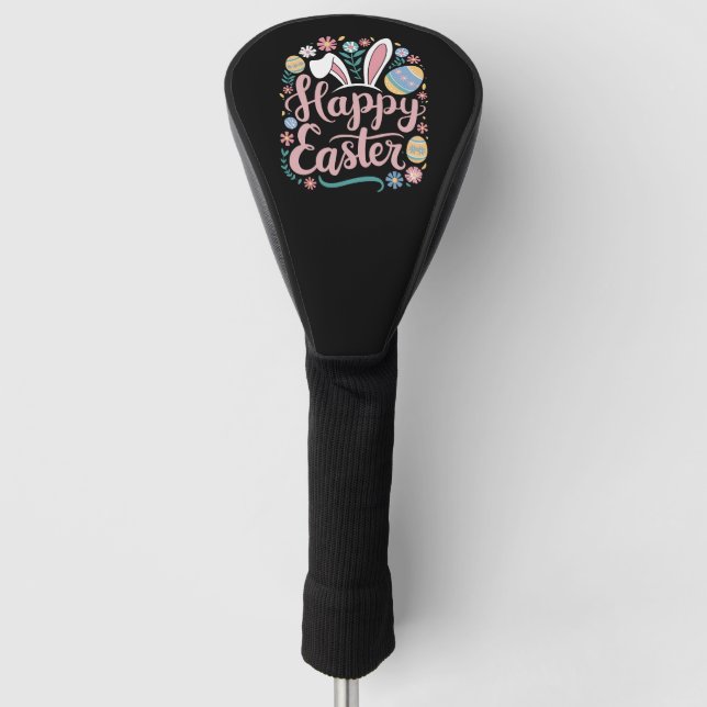 Happy Easter Cute Bunny Rabbit Eggs Golf Head Cover (Front)