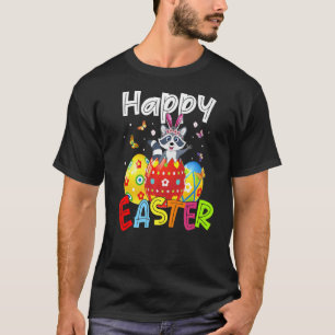 Happy Easter Cute Bunny Rabiit Racoon  Eggs Hunt  T-Shirt