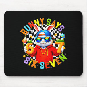 Happy easter cute bunny says six seven 6 7 meme bo mouse mat