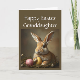 Happy Easter Cute Bunny Special Granddaughter Holiday Card