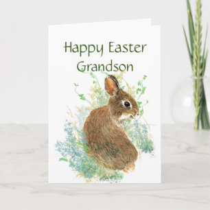 Happy Easter Cute Bunny Special Grandson Holiday C Card