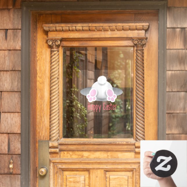 Happy Easter Cute Bunny Tail Window Cling (Home Door)