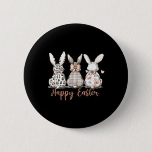 Happy Easter Cute Bunny Trio Spring Floral 6 Cm Round Badge