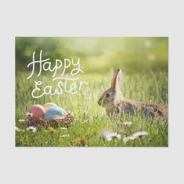 Happy Easter Cute Bunny with Colourful Easter  Tissue Paper (Front)