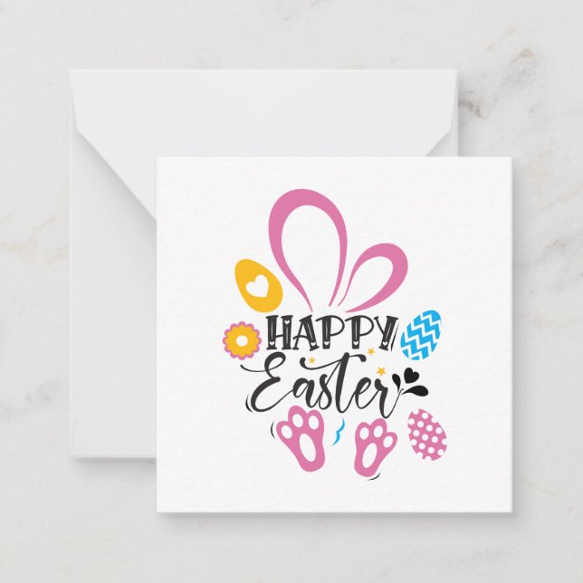 Happy Easter Cute Bunny With Easter Eggs Card (Front)