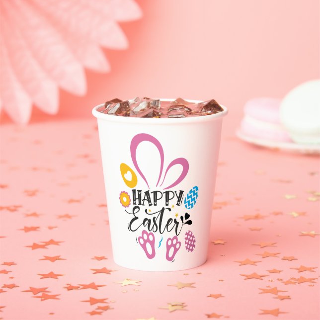 Happy Easter Cute Bunny With Easter Eggs Paper Cups (Insitu)