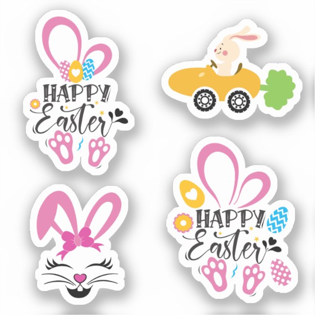 Happy Easter Cute Bunny With Eggs Collection Pack (Front)