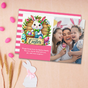Happy Easter! Cute Bunny with family photo Invitation