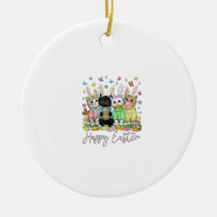 Happy Easter Cute Cat Lover Bunny Easter Day Women Ceramic Tree Decoration