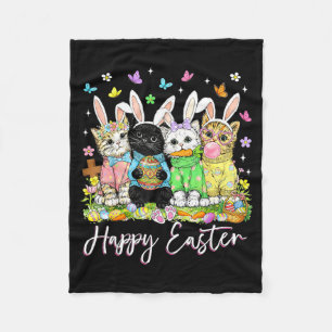 Happy easter cute cat lover bunny easter day women fleece blanket