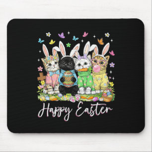Happy Easter Cute Cat Lover Bunny Easter Day Women Mouse Mat
