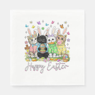Happy Easter Cute Cat Lover Bunny Easter Day Women Napkin