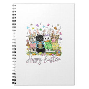 Happy Easter Cute Cat Lover Bunny Easter Day Women Notebook