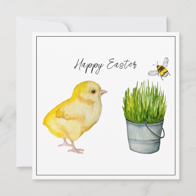 Happy Easter, cute chick and bumblebee (Front)